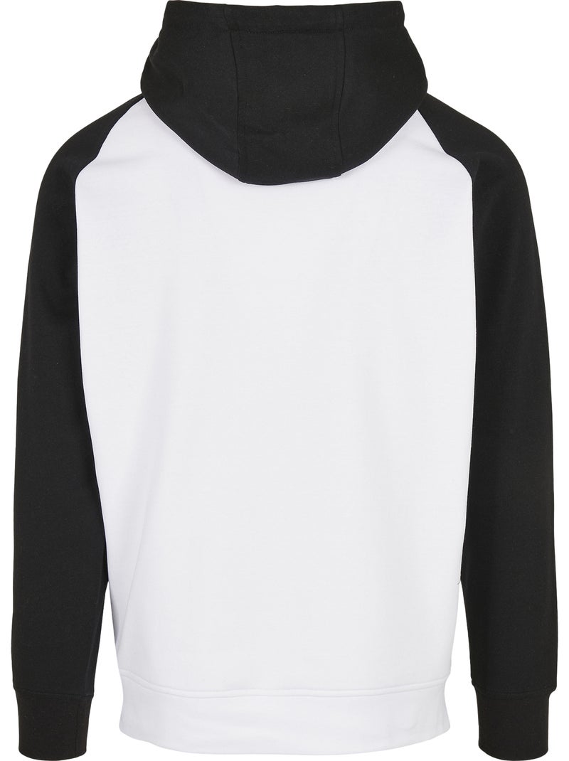 Sweat à capuche manches raglan basic - build your brand Blanc Noir - Kiabi