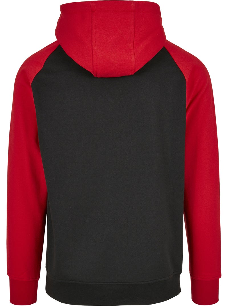 Sweat à capuche manches raglan basic - build your brand Noir Rouge - Kiabi