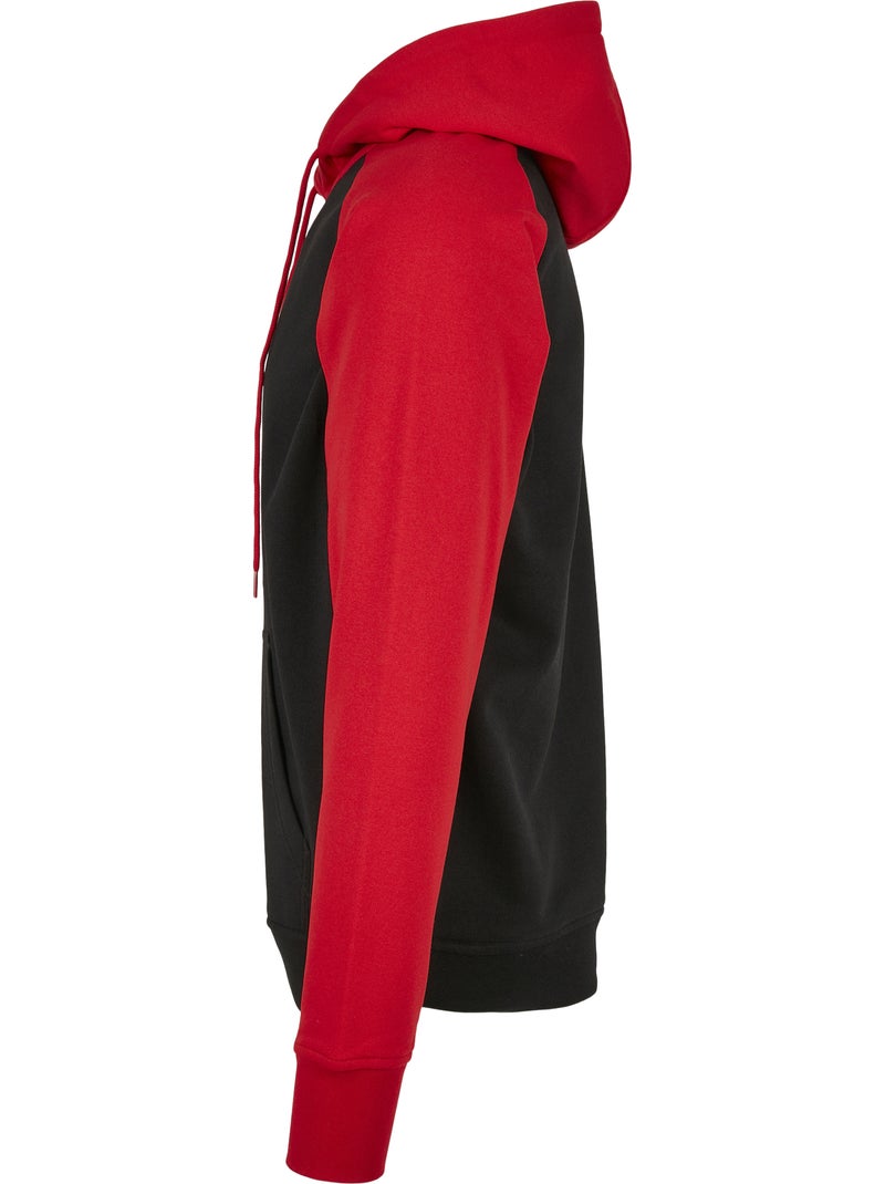 Sweat à capuche manches raglan basic - build your brand Noir Rouge - Kiabi