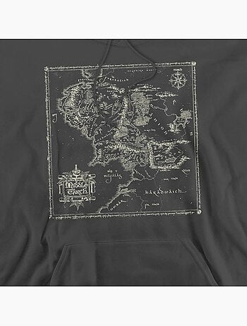 Sweat à capuche map of middle earth - le seigneur des anneaux