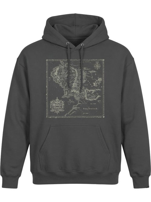 Sweat à capuche map of middle earth - le seigneur des anneaux - Kiabi