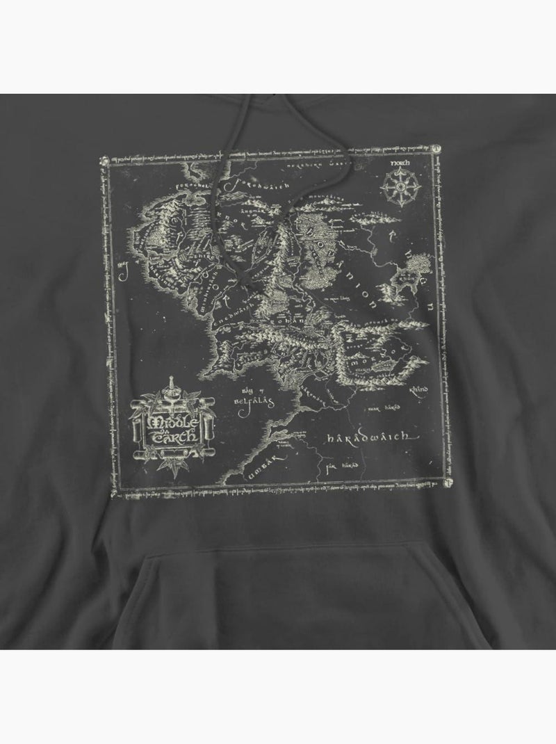 Sweat à capuche map of middle earth - le seigneur des anneaux Gris Gris anthracite - Kiabi