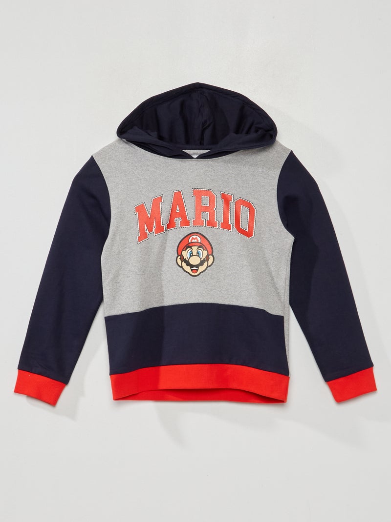 Sweat à capuche 'Mario' Gris/marine - Kiabi