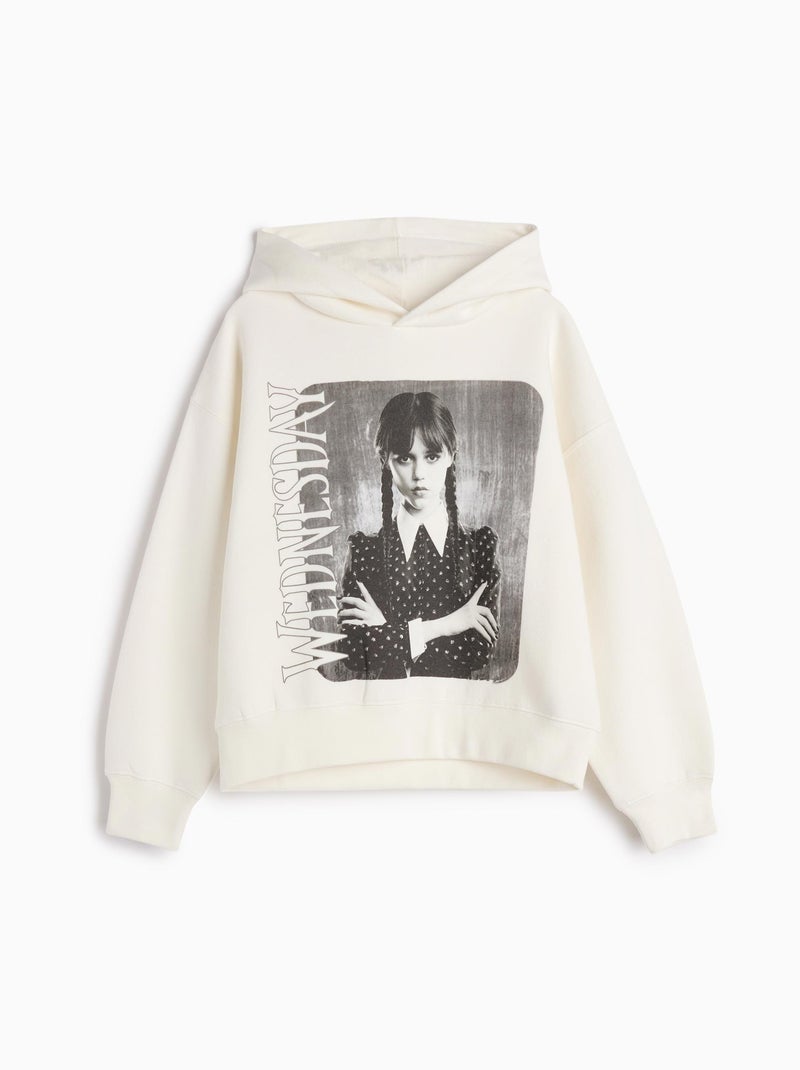 Sweat à capuche 'Mercredi' Blanc - Kiabi