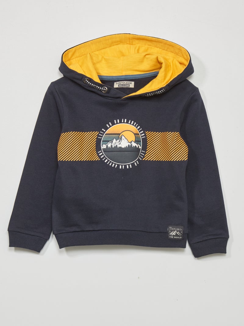 Sweat à capuche 'montagne' Bleu - Kiabi