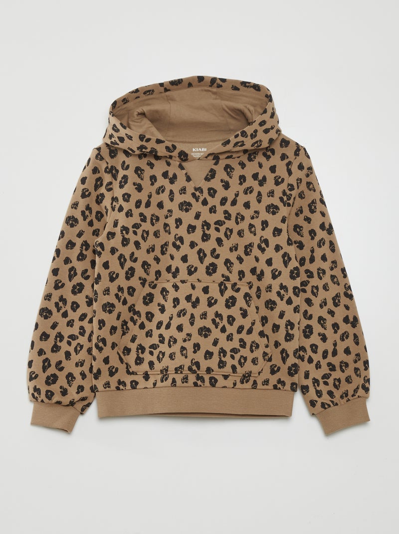 Sweat à capuche motif léopard Beige - Kiabi