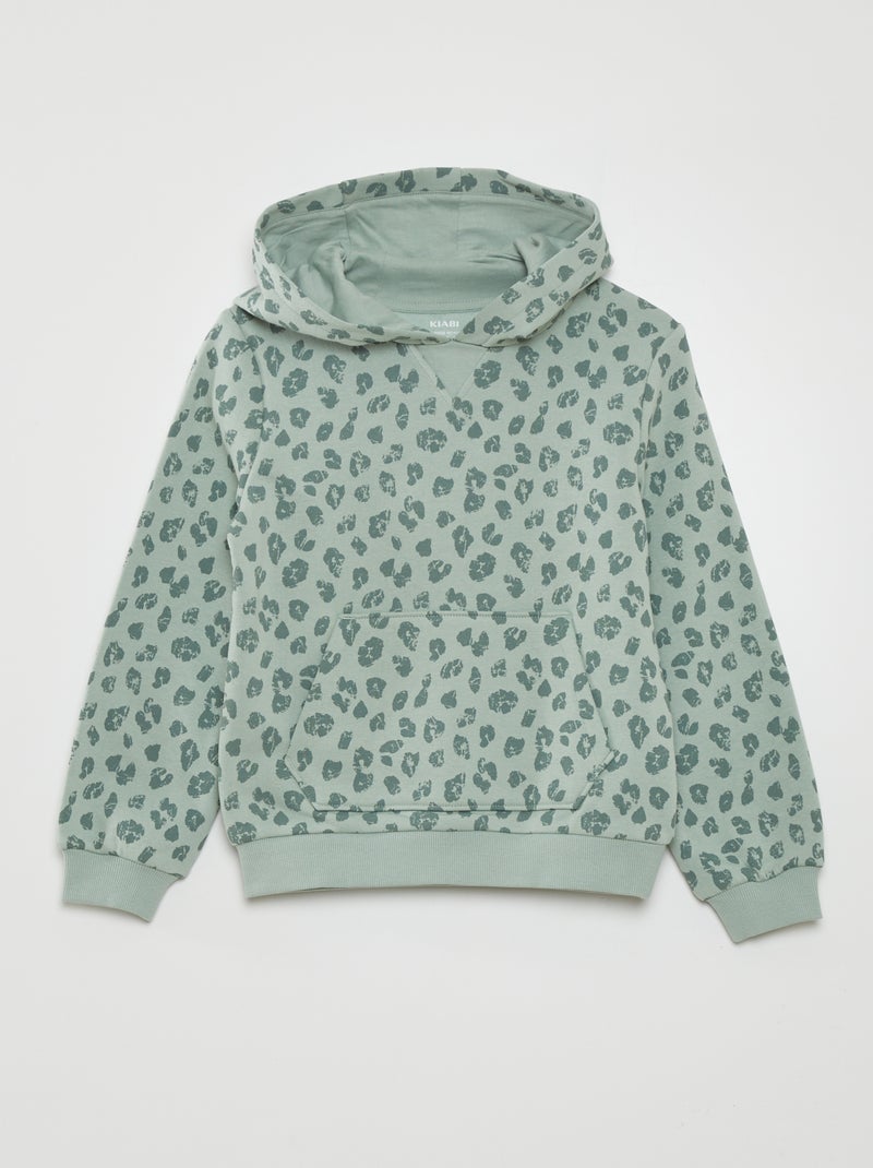Sweat à capuche motif léopard Vert - Kiabi