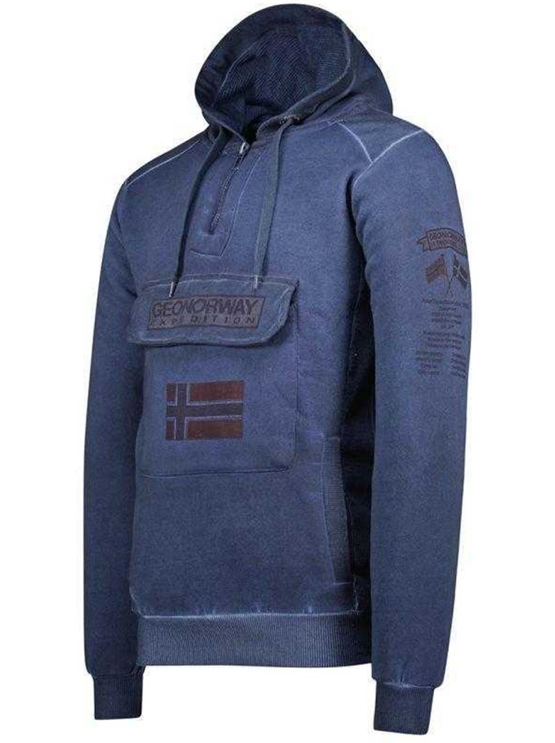 Sweat à capuche motif/style badge gymclass eo - geographical norway Bleu foncé - Kiabi