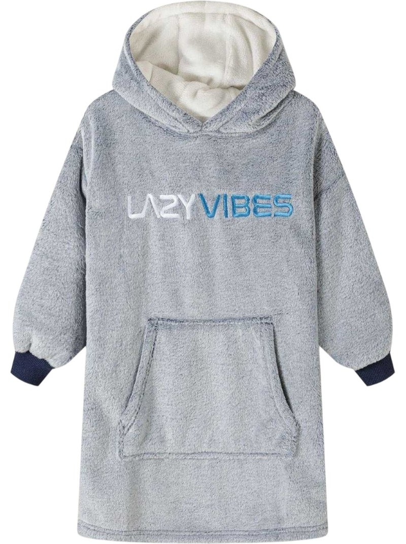 Sweat à capuche motif/style brodé lazy vibes - minoti Bleu - Kiabi