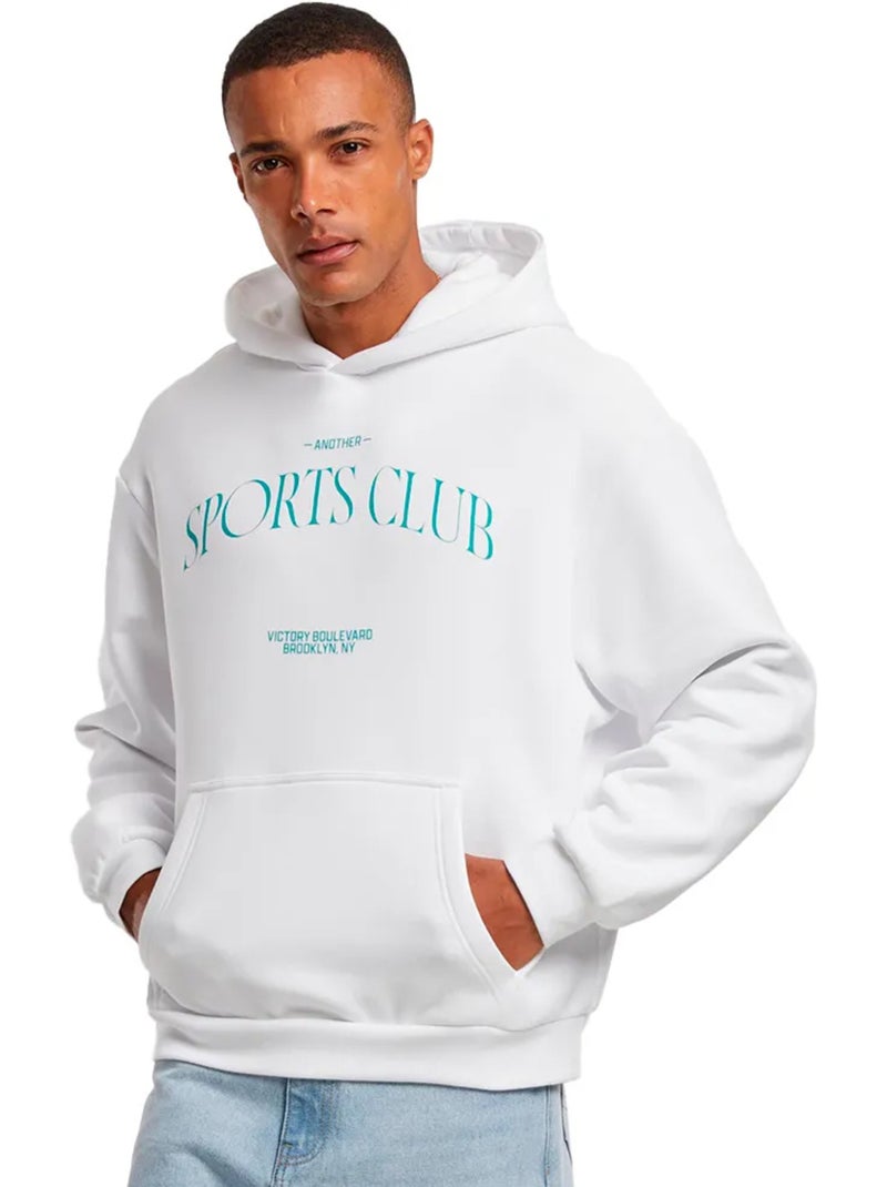 Sweat à capuche motif/style duveteux another sports club - mister tee Blanc - Kiabi