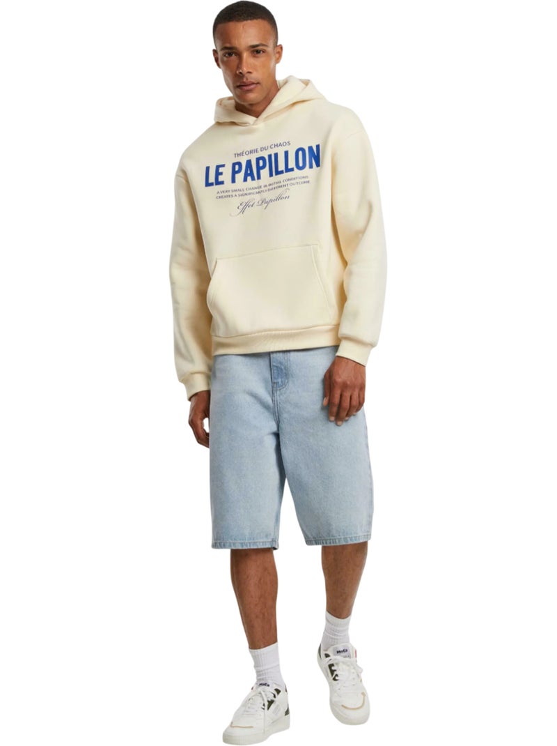Sweat à capuche motif/style duveteux theorie du chaos - mister tee Blanc nacré - Kiabi