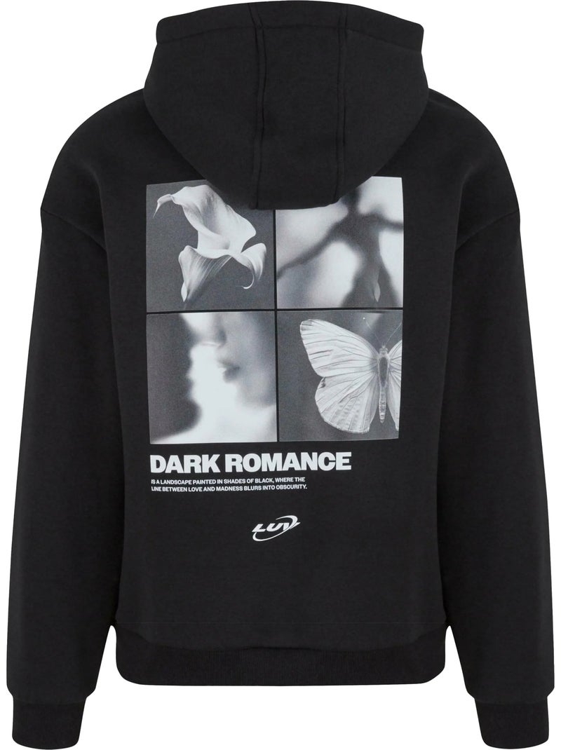 Sweat à capuche motif/style imprimé au dos dark romance - mister tee Noir - Kiabi