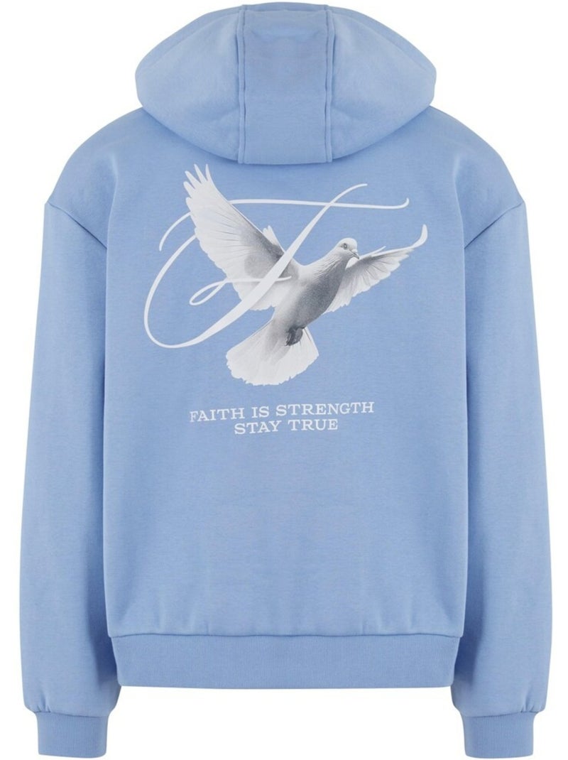 Sweat à capuche motif/style imprimé au dos faith is strength - mister tee Bleu pastel - Kiabi