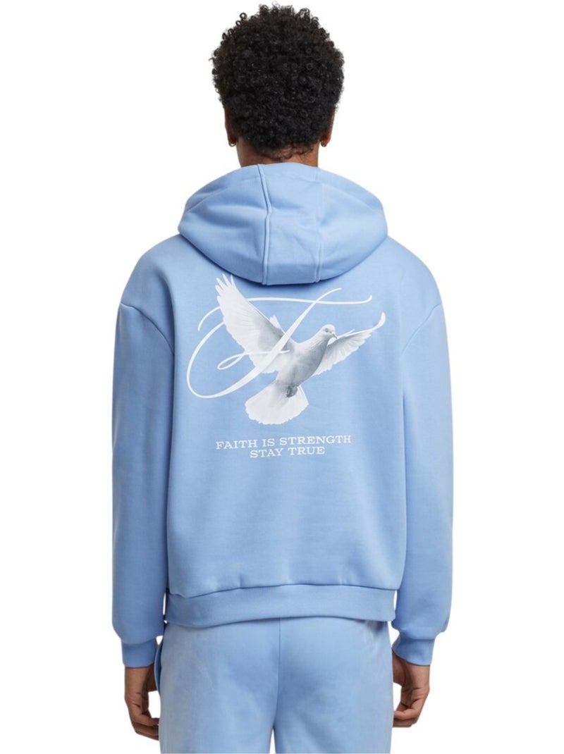 Sweat à capuche motif/style imprimé au dos faith is strength - mister tee Bleu pastel - Kiabi