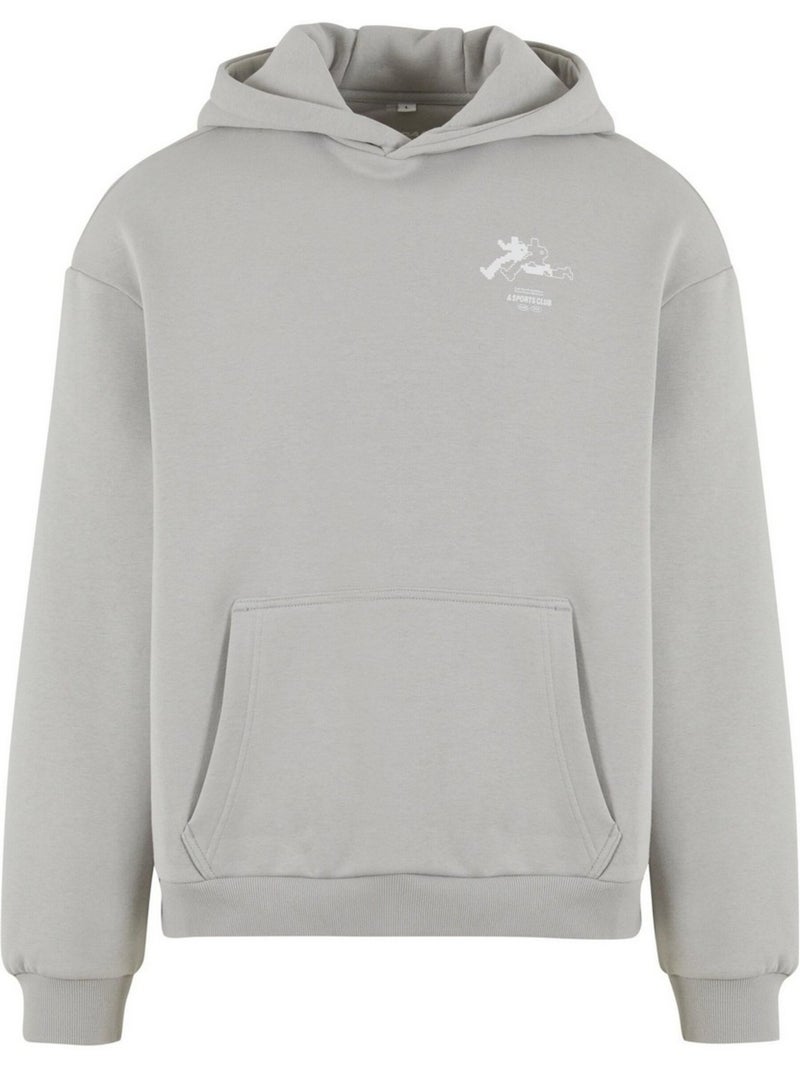 Sweat à capuche motif/style imprimé au dos run sports club - mister tee Gris moyen - Kiabi