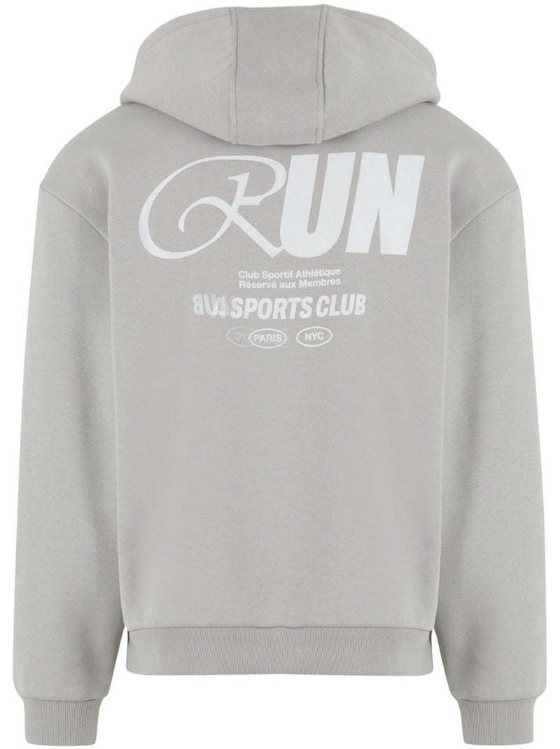 Sweat à capuche motif/style imprimé au dos run sports club - mister tee Gris moyen - Kiabi