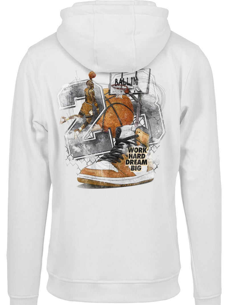 Sweat à capuche motif/style imprimé au dos vintage ballin - mister tee Blanc - Kiabi