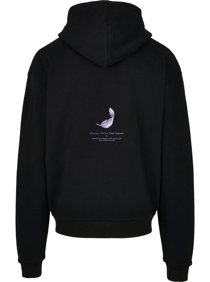 Sweat à capuche motif/style imprimé au dos vive la liberte - mister tee Noir - Kiabi