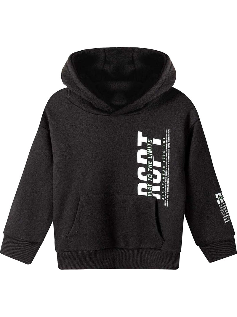 Sweat à capuche motif/style imprimé sur poitrine - minoti Noir - Kiabi