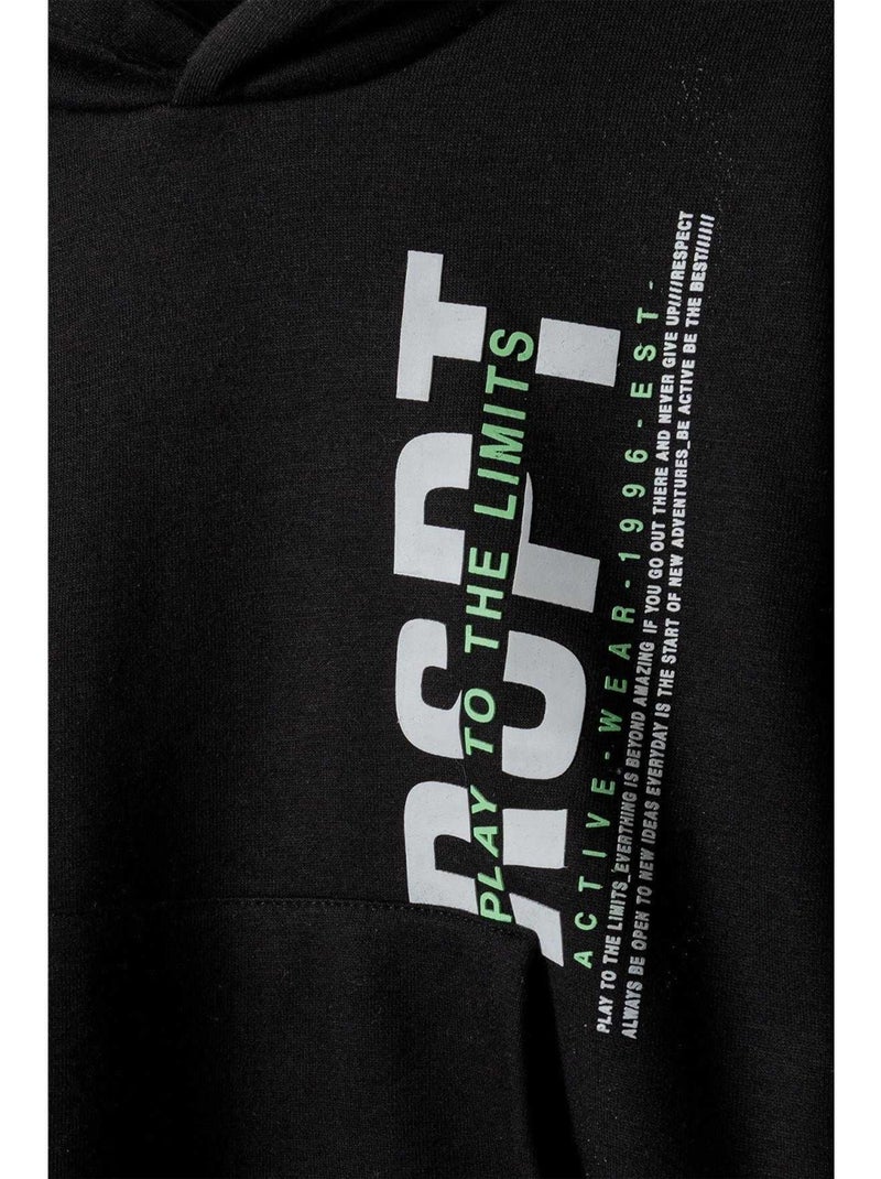 Sweat à capuche motif/style imprimé sur poitrine - minoti Noir - Kiabi