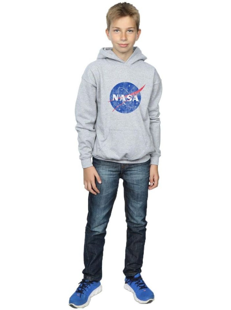 Sweat à capuche motif/style insigne - nasa Gris chiné - Kiabi