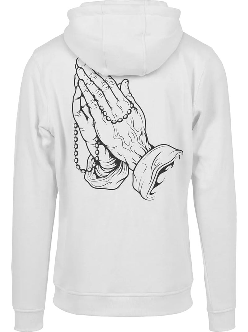Sweat à capuche motif/style mains jointes en prière - mister tee Blanc - Kiabi