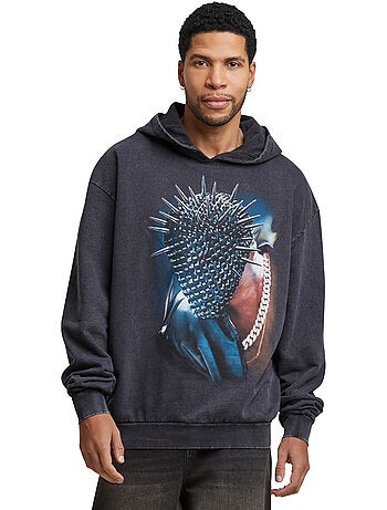 Sweat à capuche motif/style masque épineux - mister tee