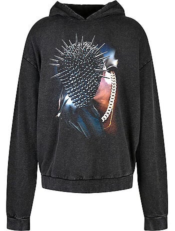 Sweat à capuche motif/style masque épineux - mister tee