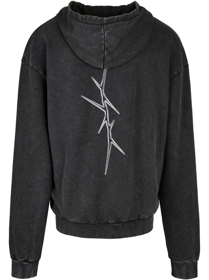 Sweat à capuche motif/style masque épineux - mister tee gris anthracite - Kiabi