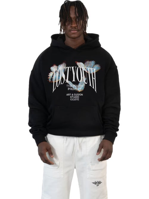 Sweat à capuche motif/style papillon - lost youth - Kiabi