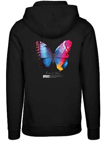 Sweat à capuche motif/style papillon become the change 2.0 - mister tee