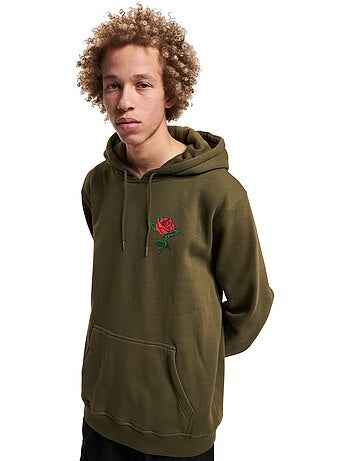 Sweat à capuche motif/style rose - mister tee