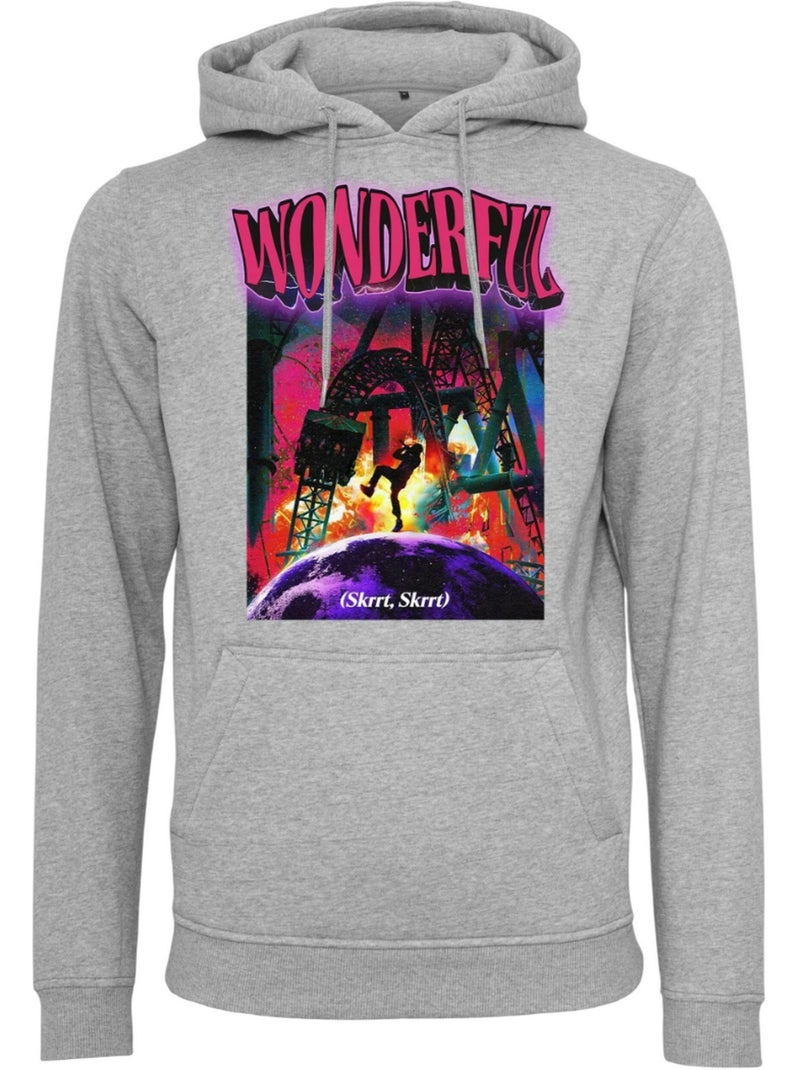 Sweat à capuche motif/style travis scott wonderful - mister tee Gris chiné - Kiabi