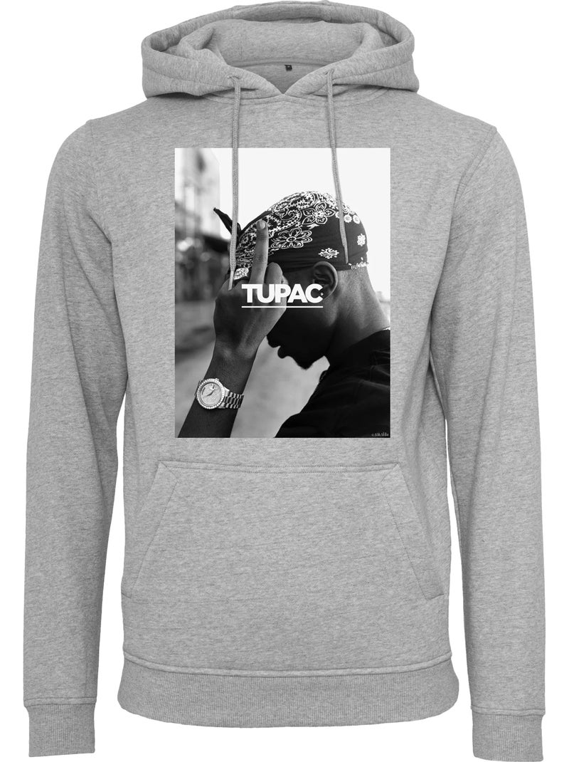 Sweat à capuche motif/style tupac shakur f*ck the world - mister tee Gris chiné - Kiabi