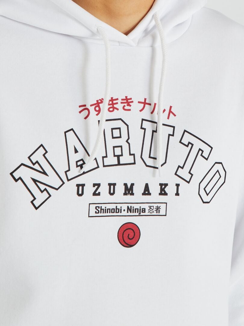 Sweat à capuche 'Naruto' en molleton blanc - Kiabi