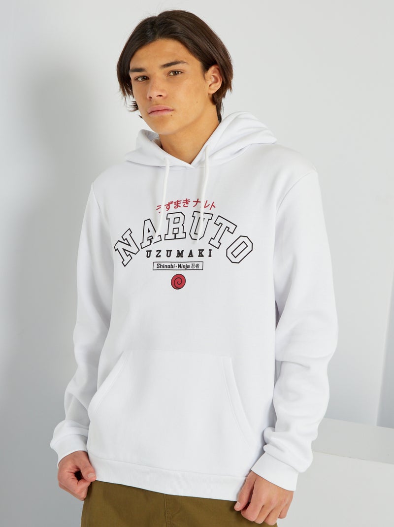 Sweat à capuche 'Naruto' en molleton blanc - Kiabi