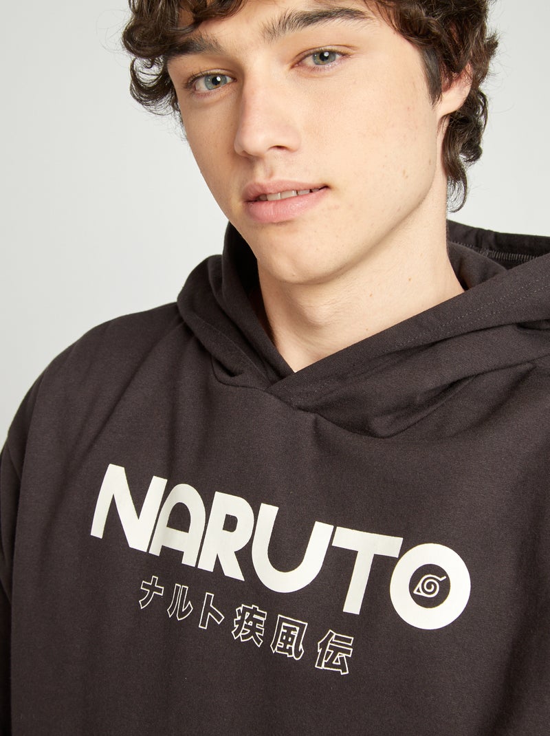 Sweat à capuche 'Naruto' imprimé recto-verso Noir - Kiabi