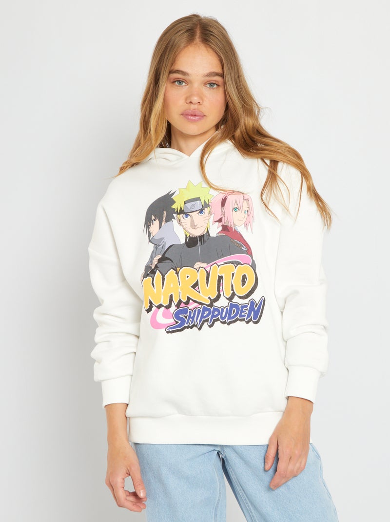 Sweat à capuche 'Naruto' oversize blanc - Kiabi