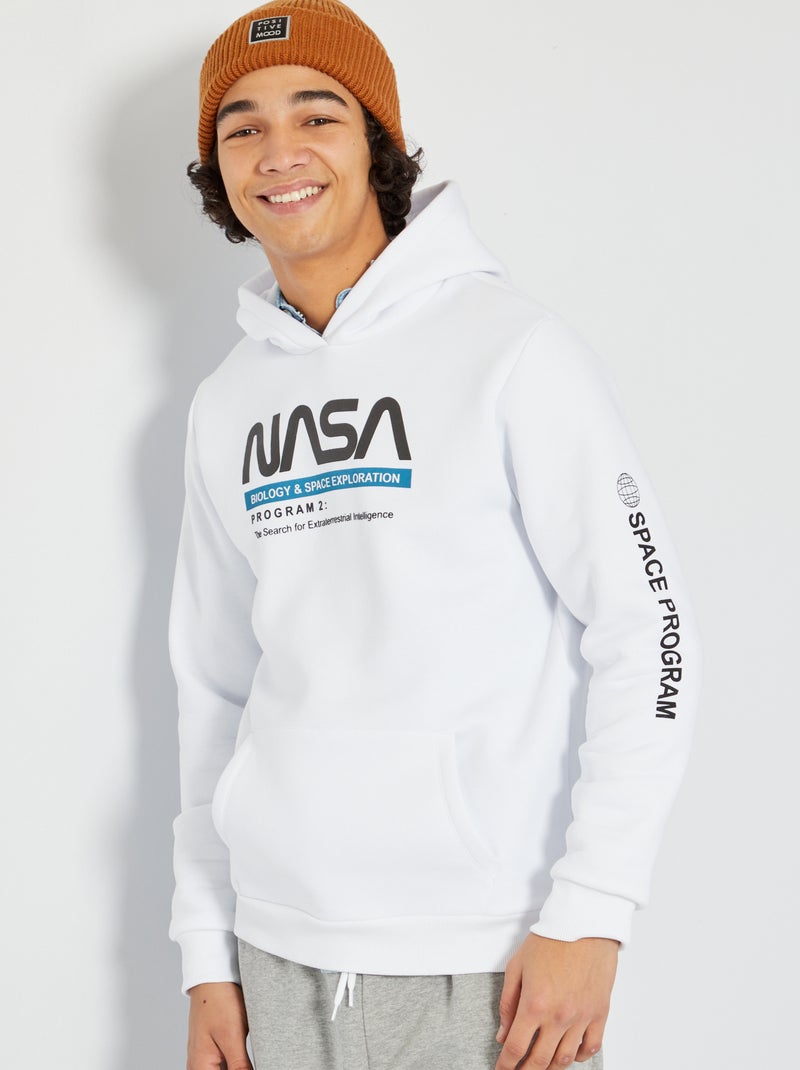 Sweat à capuche 'Nasa' blanc - Kiabi