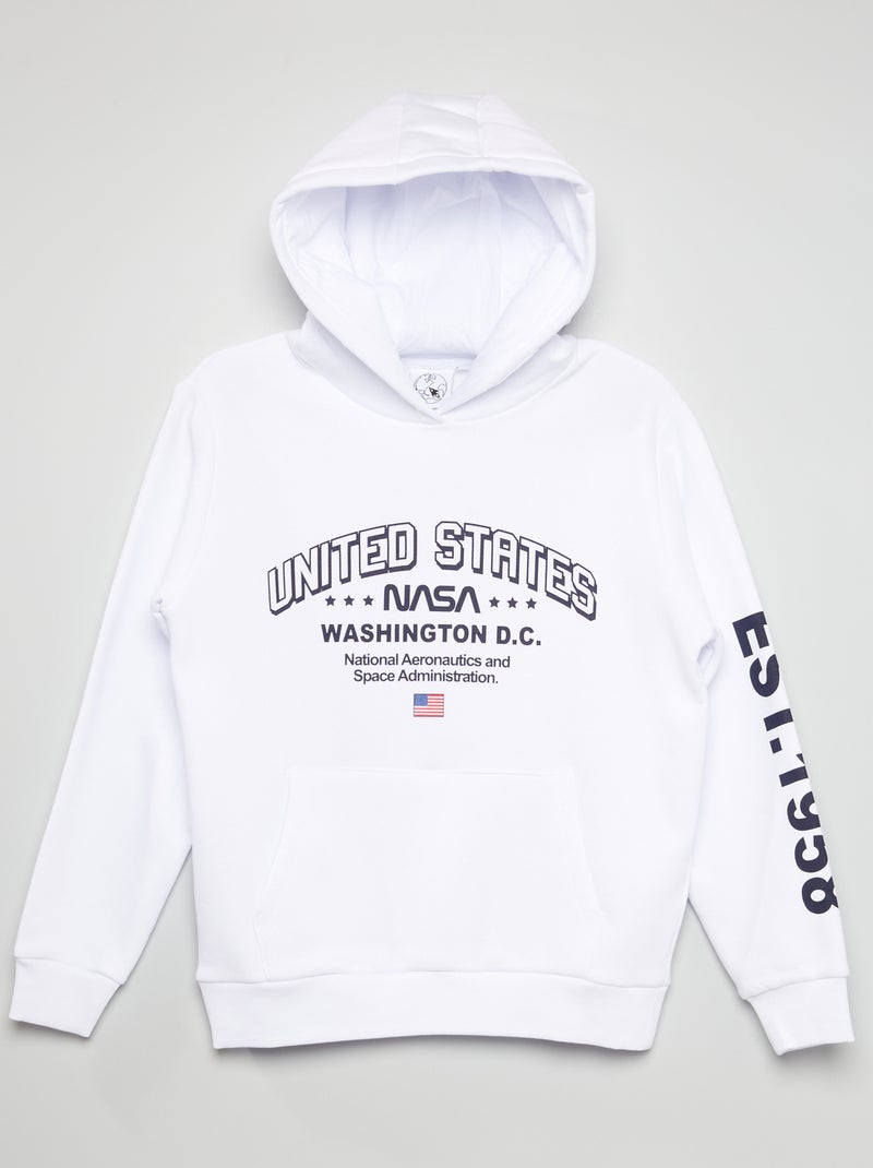 Sweat à capuche 'Nasa' blanc - Kiabi