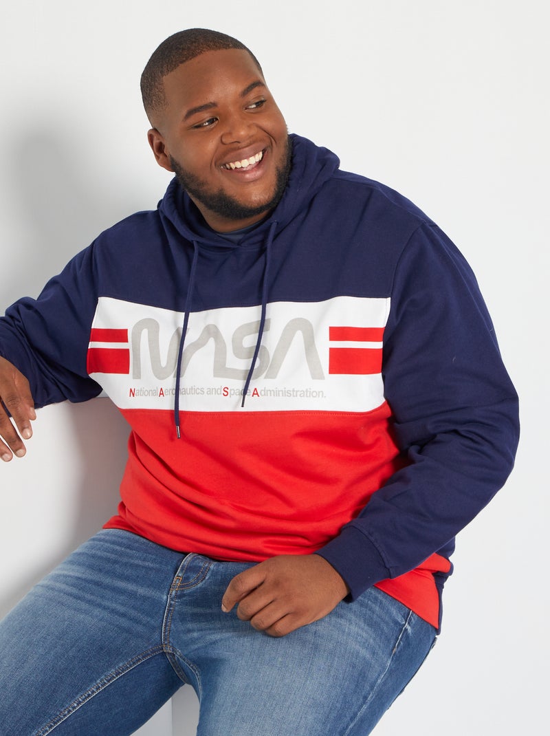 Sweat à capuche 'NASA' bleu marine/blanc/rouge - Kiabi