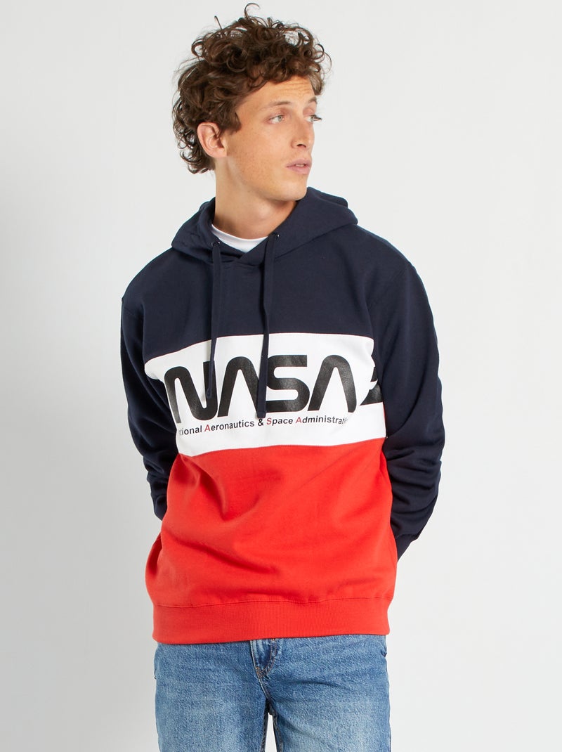 Sweat à capuche 'NASA' bleu marine/blanc/rouge - Kiabi