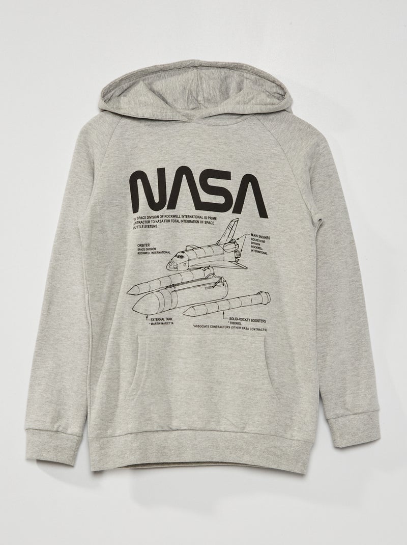 Sweat à capuche 'NASA' gris chiné - Kiabi