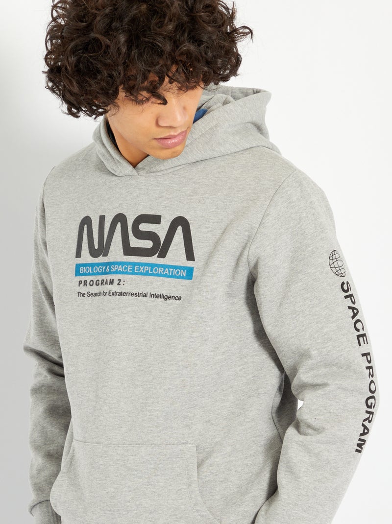 Sweat à capuche 'Nasa' gris - Kiabi
