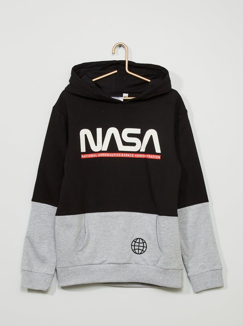 Sweat à capuche 'NASA' Noir/Gris - Kiabi