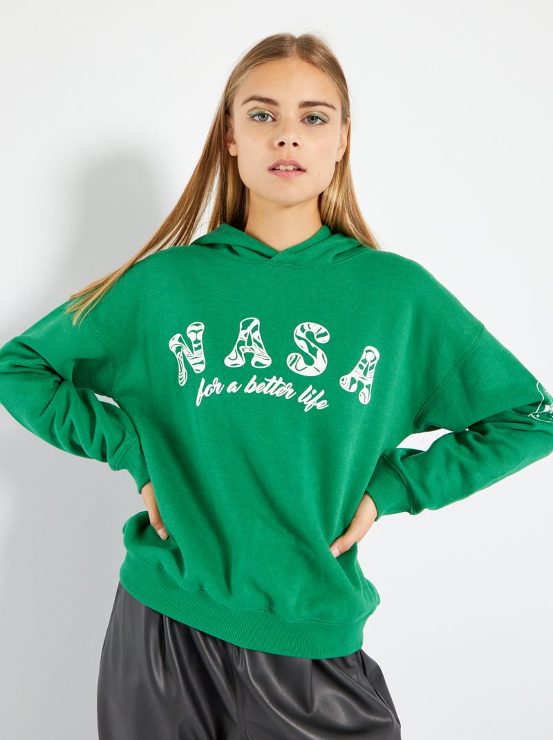 Sweat à capuche 'NASA' Vert - Kiabi