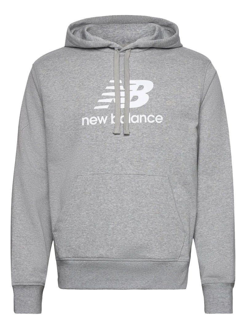 Sweat à Capuche New Balance Essentials Stacked Logo Fleece Hoodie Gris - Kiabi