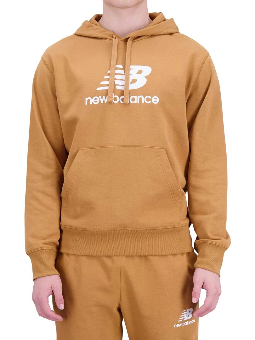 Sweat à Capuche New Balance Essentials Stacked Logo Fleece Hoodie Marron - Kiabi