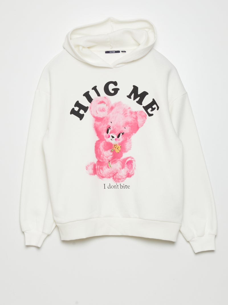 Sweat à capuche 'nounours' blanc - Kiabi