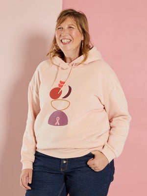 Sweat à Capuche Femme Octobre Rose - Imprimé Ruban Rose Cancer Du Sein - Zippé Avec Poches - Chaud Pour Automne/hiver